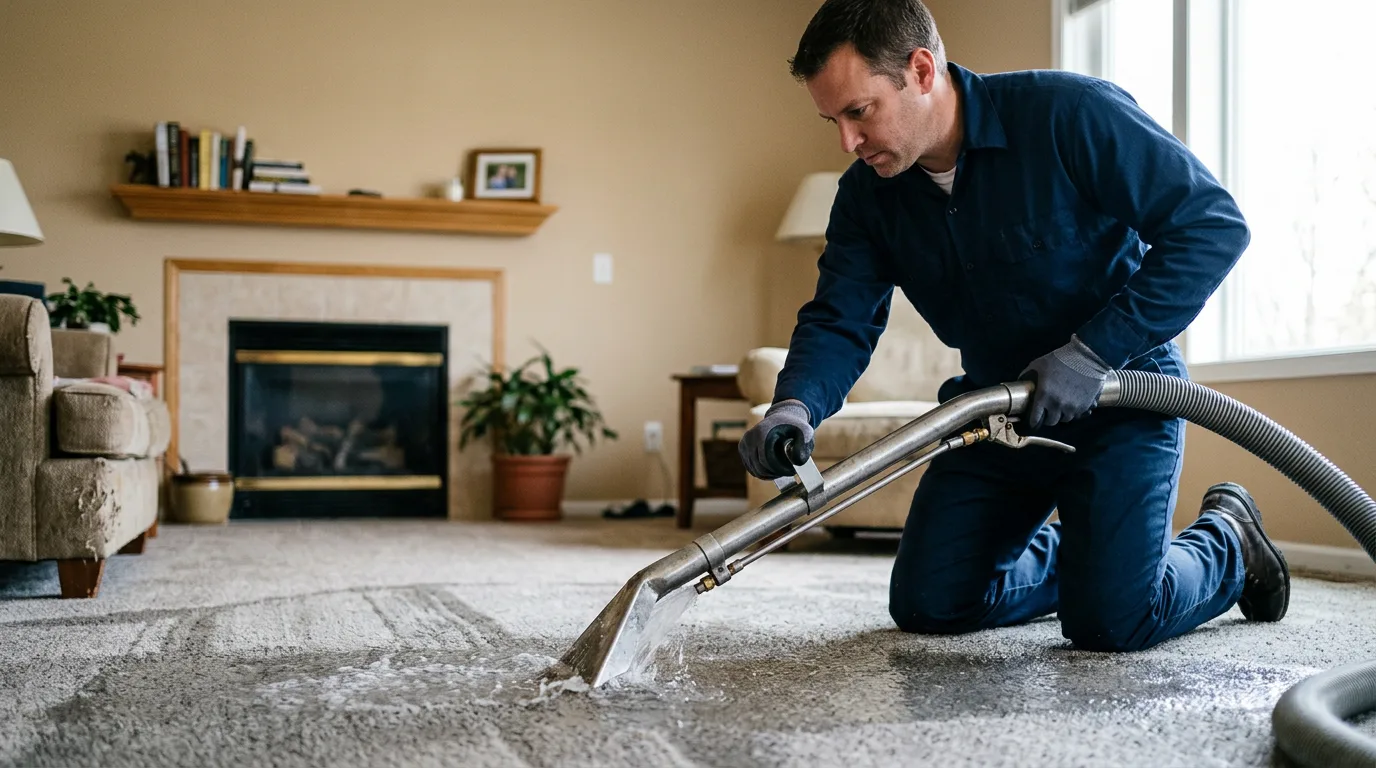 Water damage restoration technician working near Crowder, MS